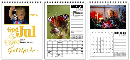 Exempel p� olika blad i v�r billiga fotoalmanacka.