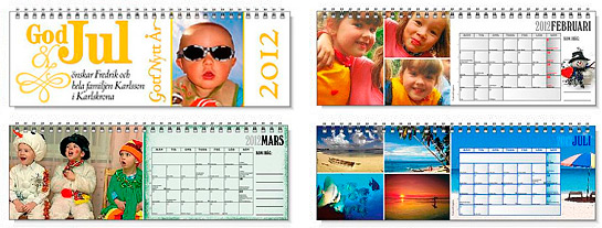 Exempel p� blad ur en fotoalmanacka att st�lla p� bordet.