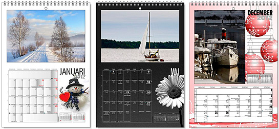 �nnu ett exempel p� olika blad i en v�ggalmanacka i A4-format.
