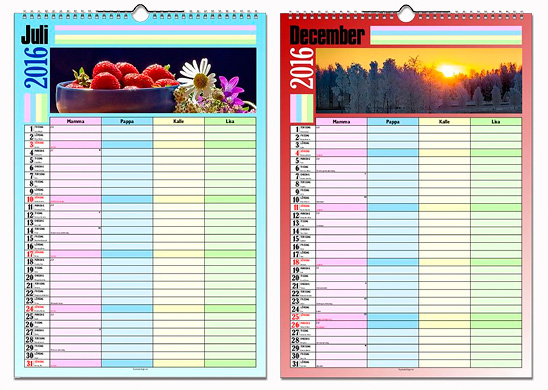 Familjekalender med upp till 8 kolumner.