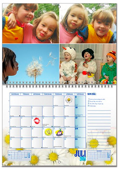 Uppslagen fotokalender i A3-format.