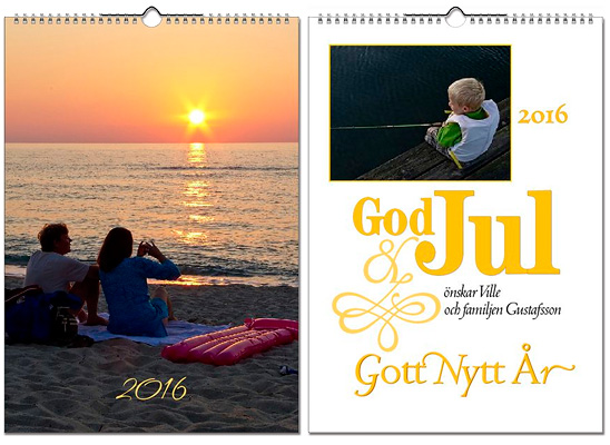 Exempel p� olika typer av framsidor f�r v�ggkalender A3.