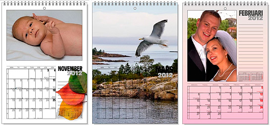 �nnu ett exempel p� olika blad i en v�ggkalender i A4-format.