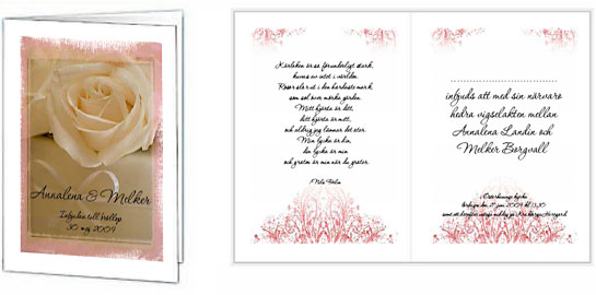 Anna-Lena & Melker, Inbjudan till br�llop, 30 Maj 2009