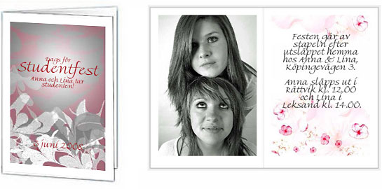 Dags f�r studentmottagning. Anna och Lina tar studenten! 6 juni 2008. Festen g�r av stapeln efter utsl�ppet hemma och Anna och Lina.