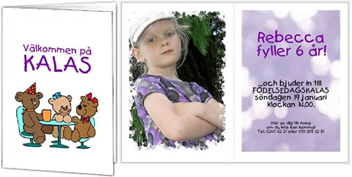 V�lkommen p� kalas. Rebecca fyller 6 �r! ...och bjuder in till f�delsedagskalas s�ndagen den 19 januari klockan 14.00.