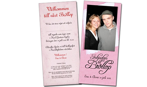 Inbjudan till br�llop. Eva och Arne 21 juli 2012