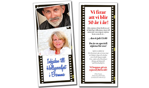 Inbjudan till Hollywoodfest i Bromma. Vi firar att vi blir 50 �r i �r.