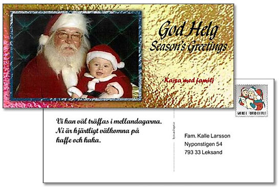 Julkort med vykortsbaksida och direktutskick
