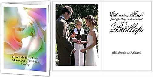 Elisabeth och Rickard. Sk�rg�rden, V�dd�. 070617. Ett varmt tack f�r all uppvaktning i samband med v�rt br�llop. Elisabeth och Rickard.