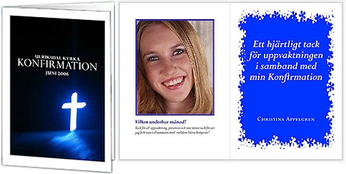 Ulriksdals kyrka. Konfirmation. Juni 2006. Ett hj�rtligt tack f�r uppvaktningen i samband med min konfirmation. Christina Appelgren.