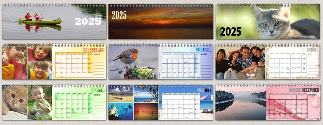 Bordskalender i liggande format.