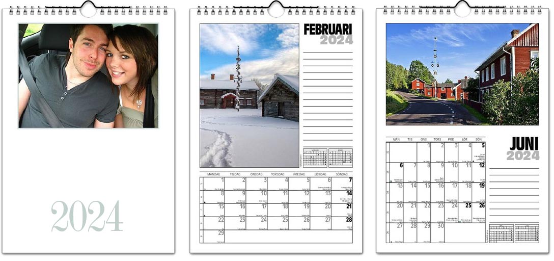 Budgetvariant av fotokalender i stående A4-format.