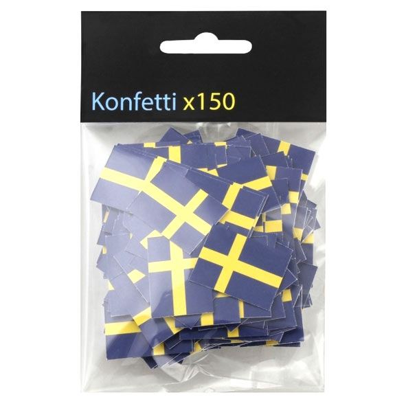 Konfetti av svenska flaggor