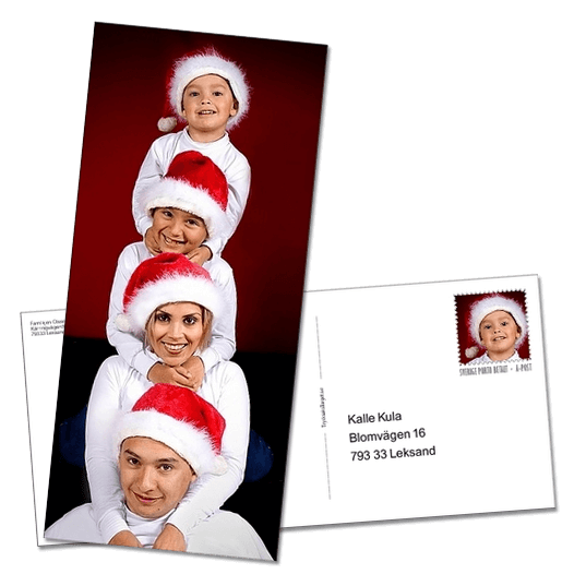 Exempel på julkort i formatet 208×94 mm
