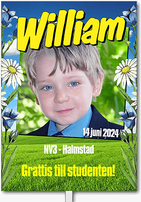 Studentskylt: William, 12 juni 2020, NV3 - Halmstad, Grattis till studenten!